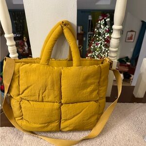 Mastered yellow Quilted Tote Soft puffer bag New
